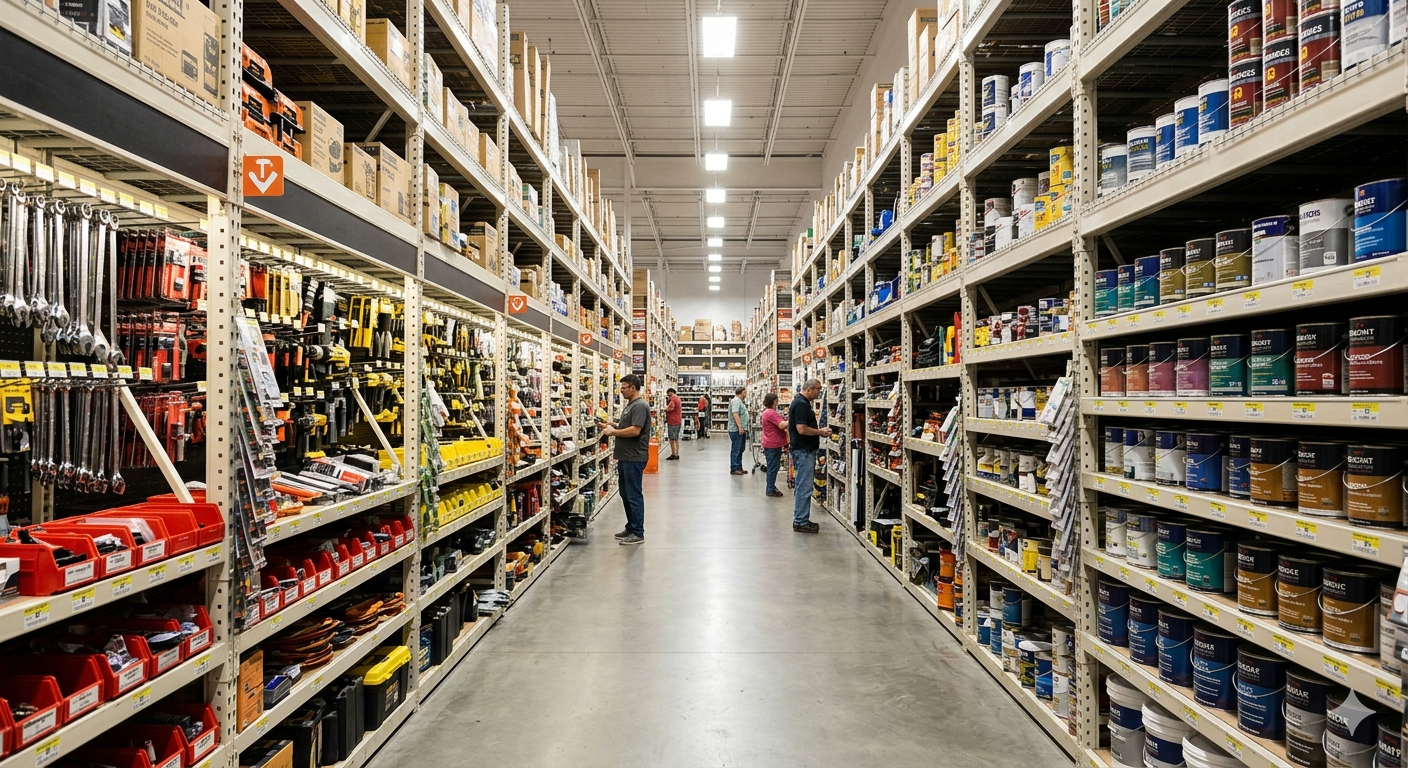 Detalle de productos tecnicos y herramientas en ferreteria