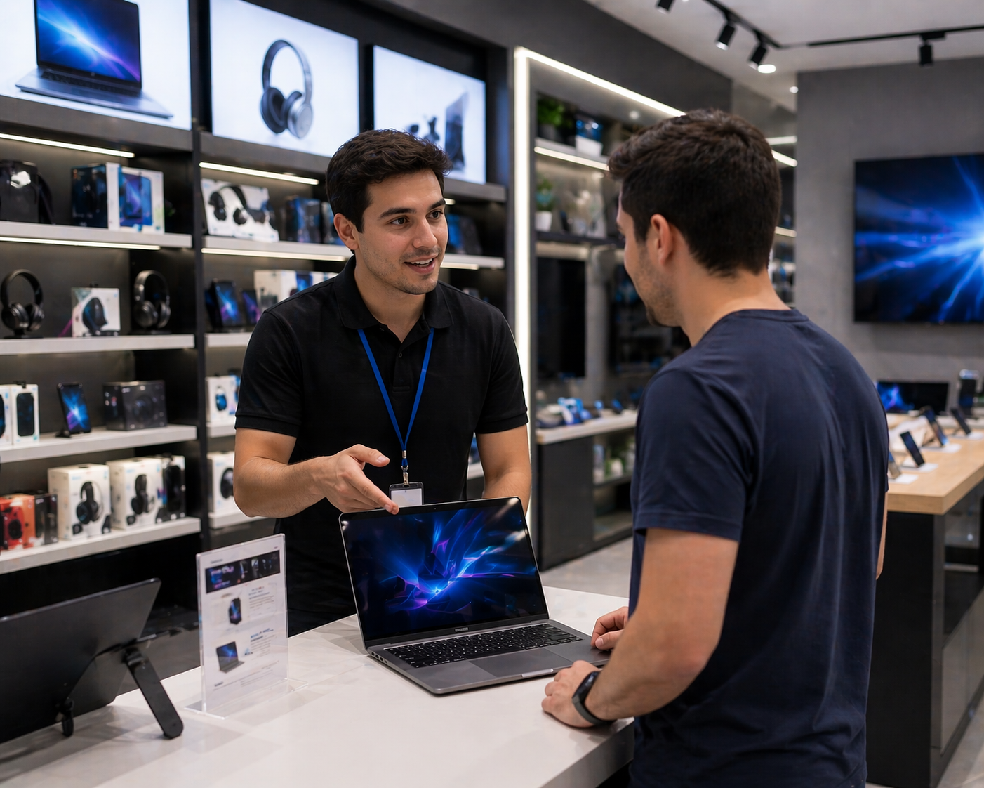 Espacio para foto de cajas, accesorios o despacho de tienda de tecnologia